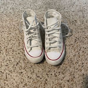 White high top converse - women’s size 8, men’s size 6